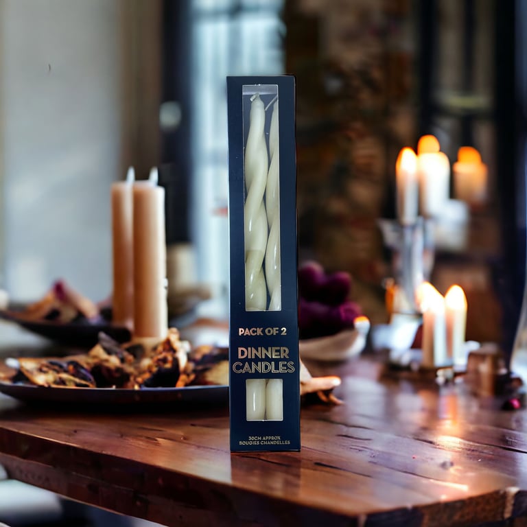 Ivory Twist Candles - Elegant Cozy Romantic Lighting Pack of 2