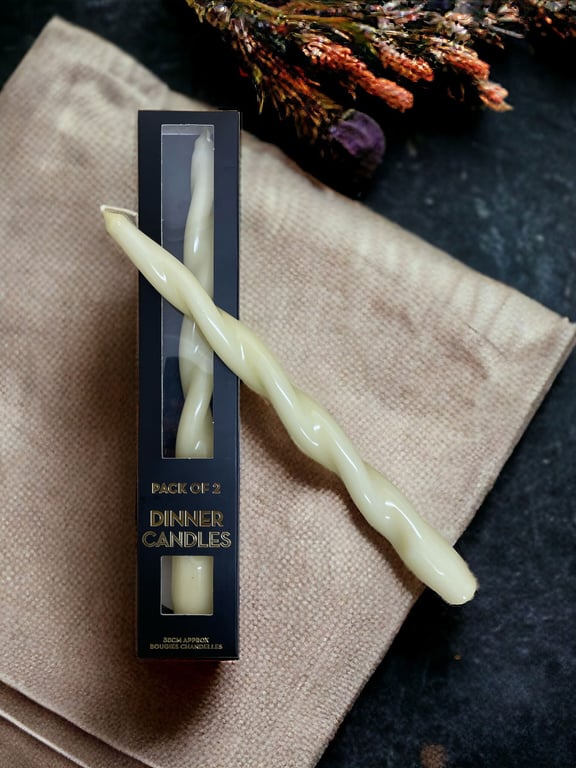 Ivory Twist Candles - Elegant Cozy Romantic Lighting Pack of 2