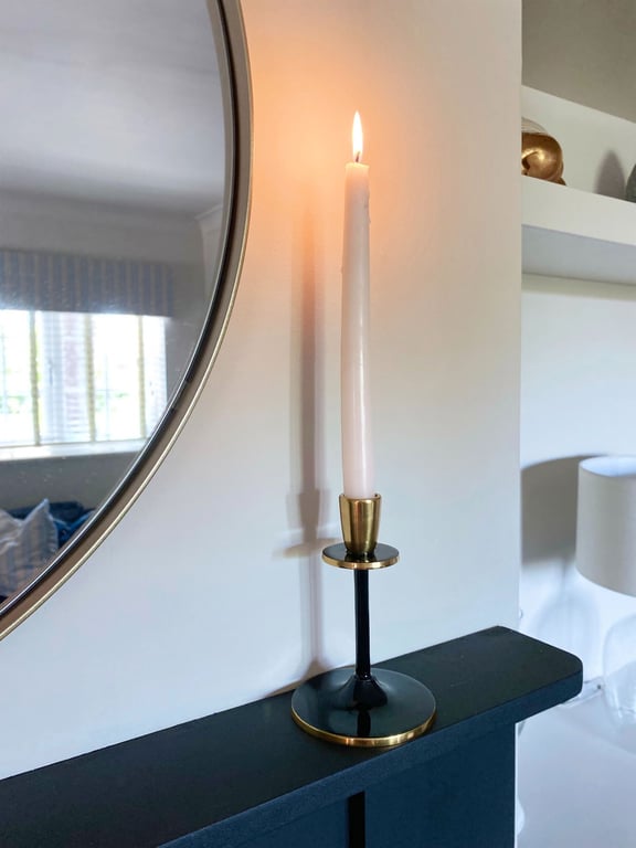 Retro Black and Gold Aluminium Candlestick Holder