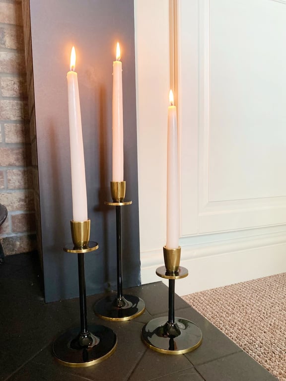 Retro Black and Gold Aluminium Candlestick Holder