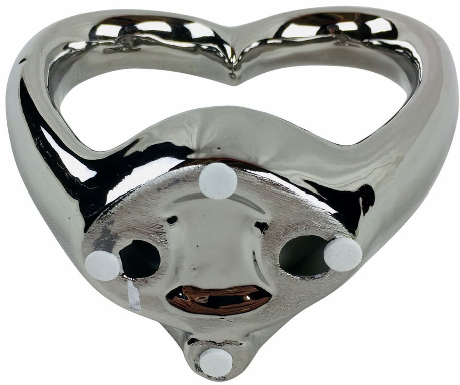 Silver Double Heart Ceramic Chrome Candle Holder - Scratch Resistant and Decorative