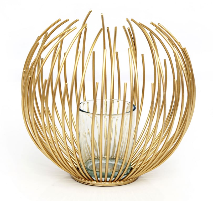 Gold Wire Candle Holder - Elegant Home Decor Gift Idea