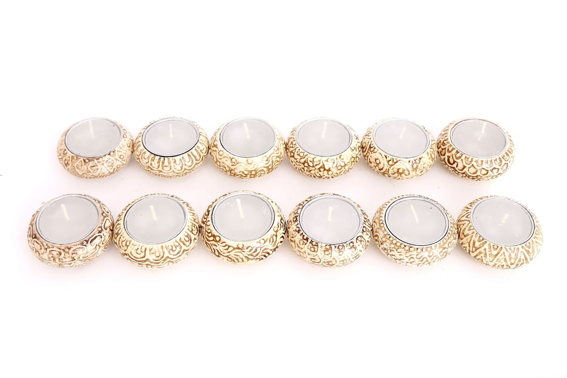 Ceramic Natural Beige Tealights - Elegant Home Decor Lighting Fixtures