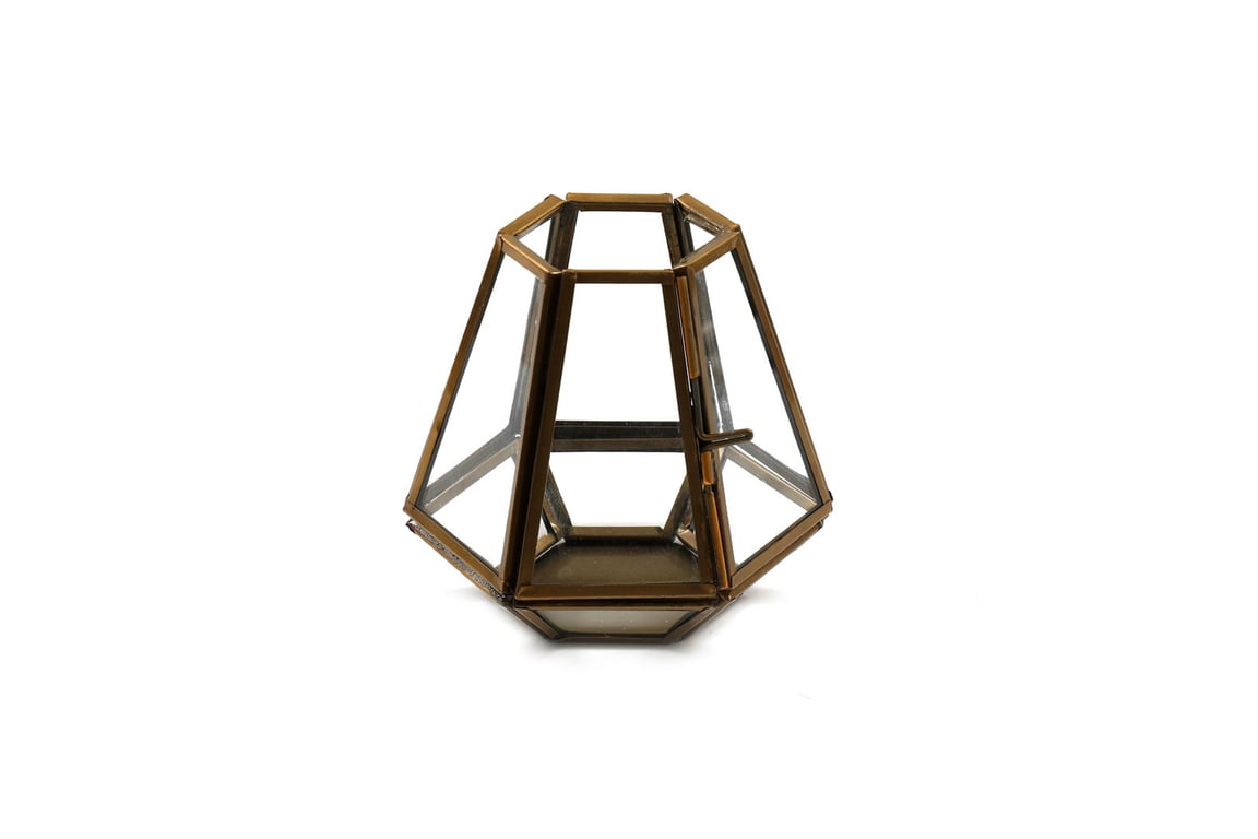 Bronze Glass Tea Light Holder - Rustic Antique Home Decor