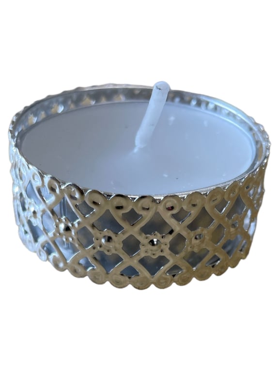 Silver and Gold Heart Pattern Tea Light Candle Set - 12 Piece Home Decor Collection