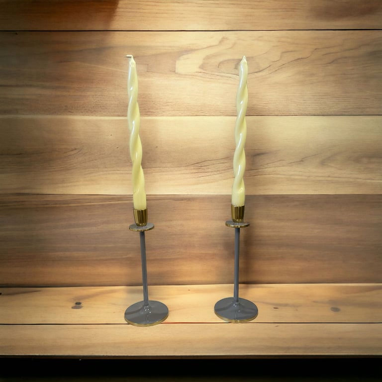Glossy Grey Irina Modern Candlestick Set of 2, 26cm Home Decor Accent