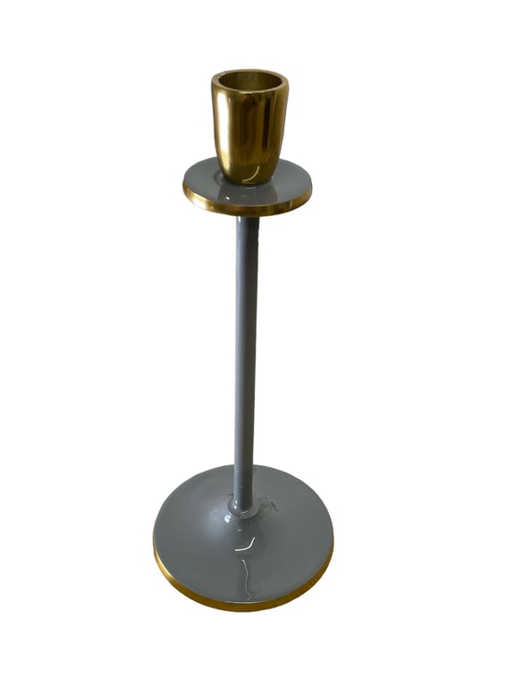 Glossy Grey Irina Modern Candlestick Set of 2, 26cm Home Decor Accent