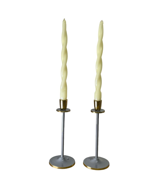Glossy Grey Irina Candlestick Set of 2, 20cm - Elegant Home Decor Accent
