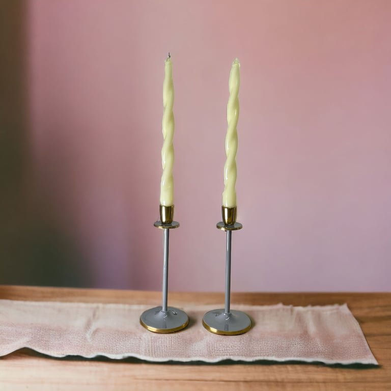 Glossy Grey Irina Candlestick Set of 2, 20cm - Elegant Home Decor Accent