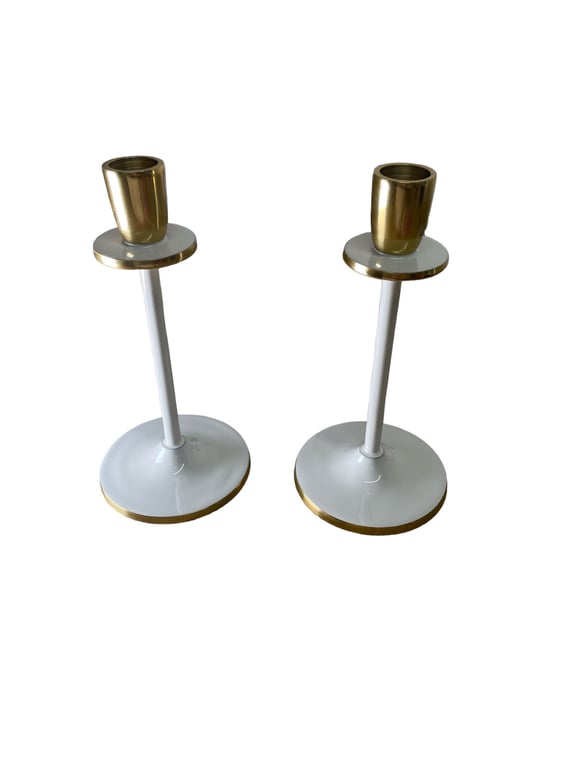 20cm Glossy White Irina Candlestick Set of 2 - Modern Home Lighting Accessory