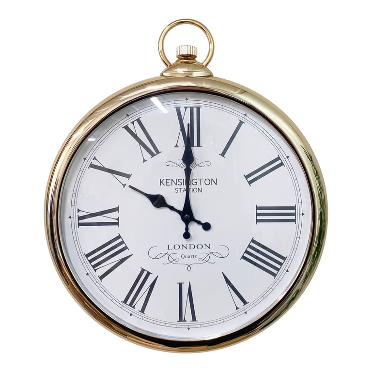 Round Copper Wall Clock - Traditional Roman Numerals, Battery Operated Home Decor