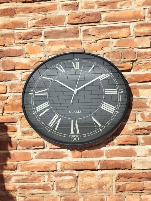 High Quality 40cm Black Glass Front Wall Clock