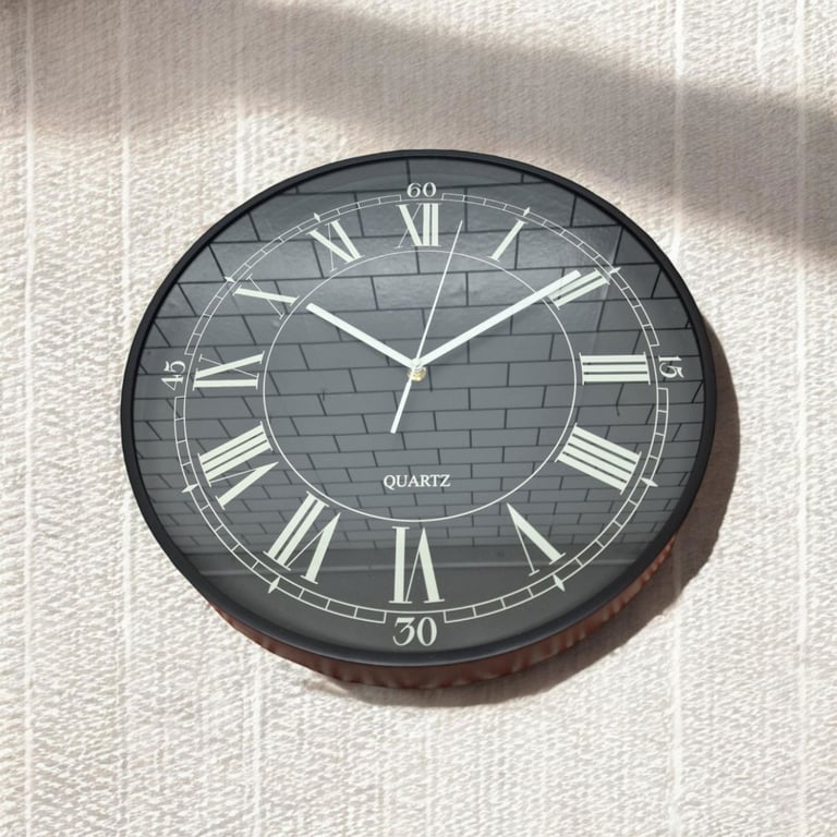 High Quality 40cm Black Glass Front Wall Clock