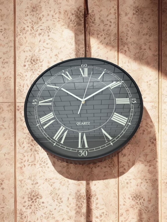 High Quality 40cm Black Glass Front Wall Clock