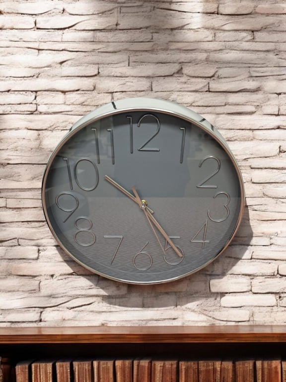 Silver Wall Clock - Stylish Home Decor 30cm Timepiece