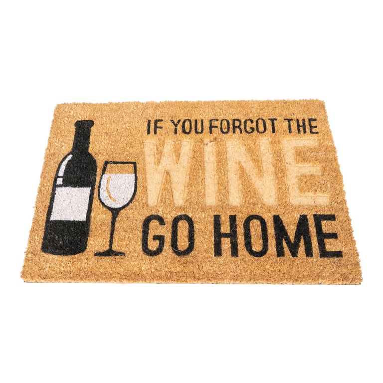 Coir Doormat with Wine Bottle & Glass Humorous Home Entrance Mat