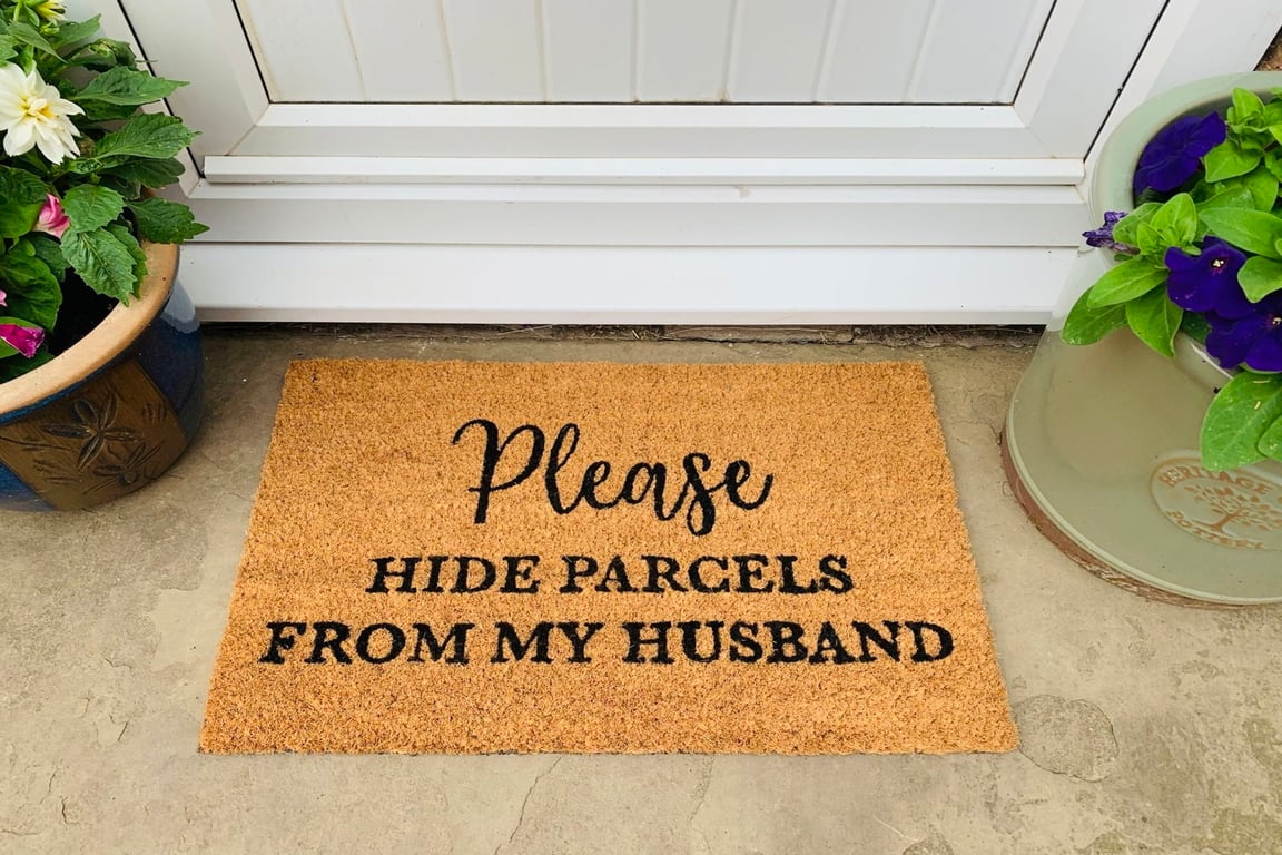 Coir Hide Parcels from Husband Doormat - Comical Gift Idea