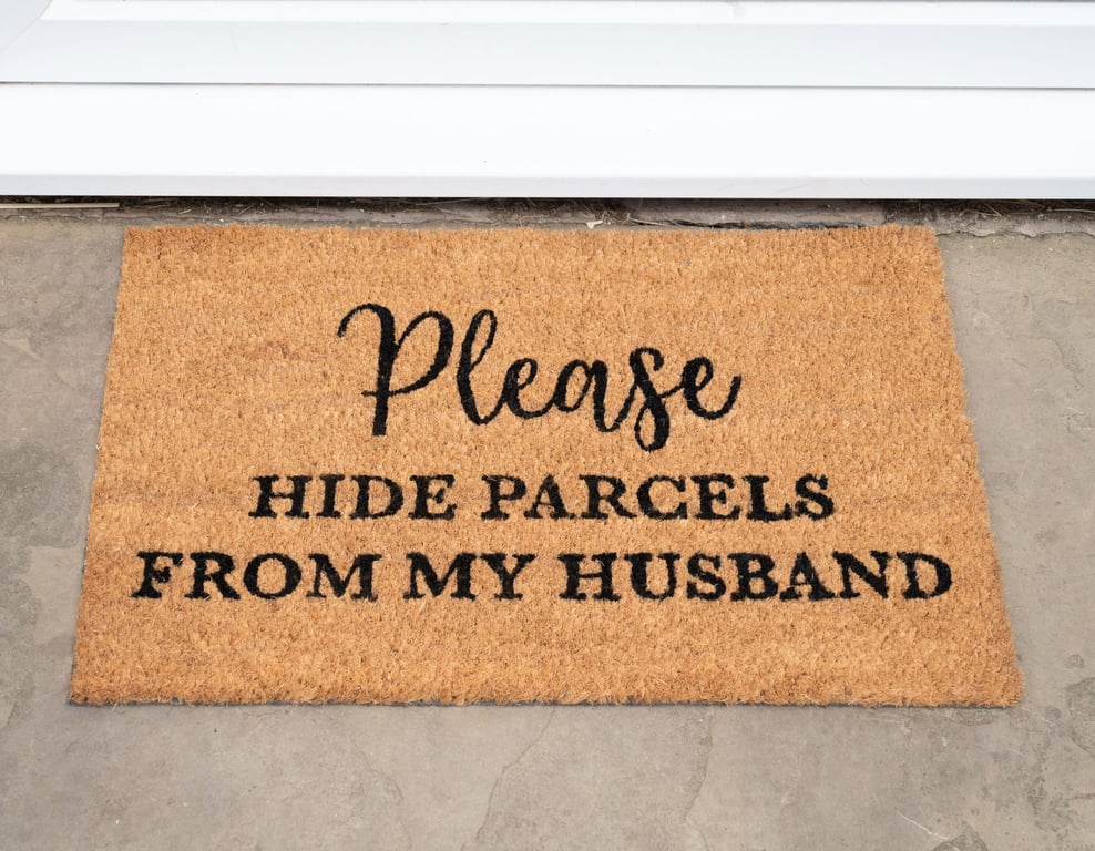 Coir Hide Parcels from Husband Doormat - Comical Gift Idea
