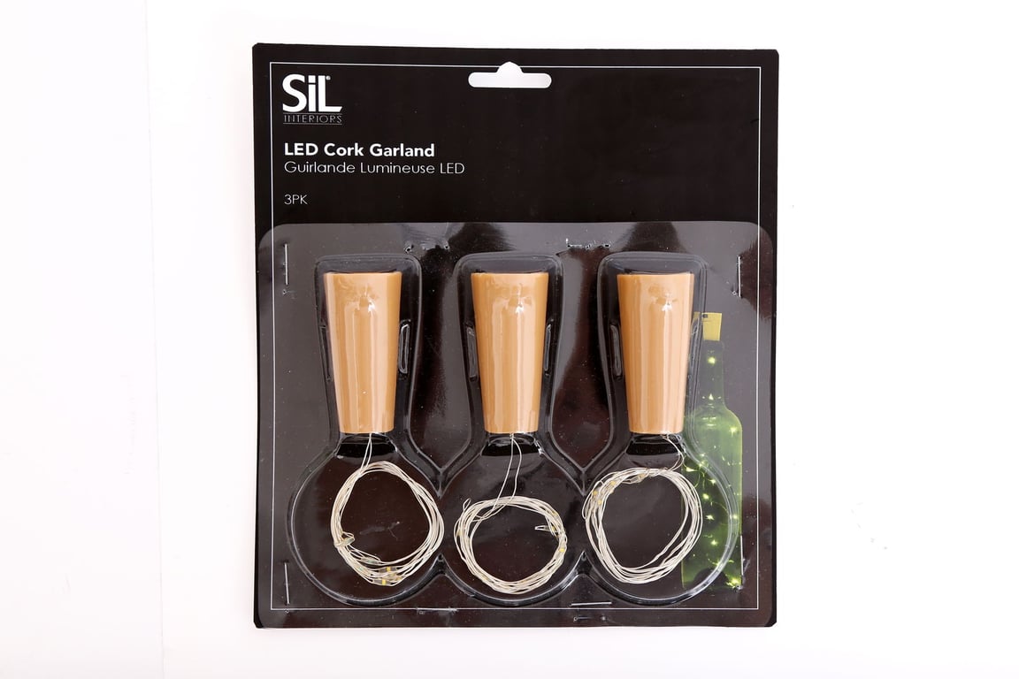 Beige LED Cork Garland Pack of 3 - Alternative Home Decor Light Solution