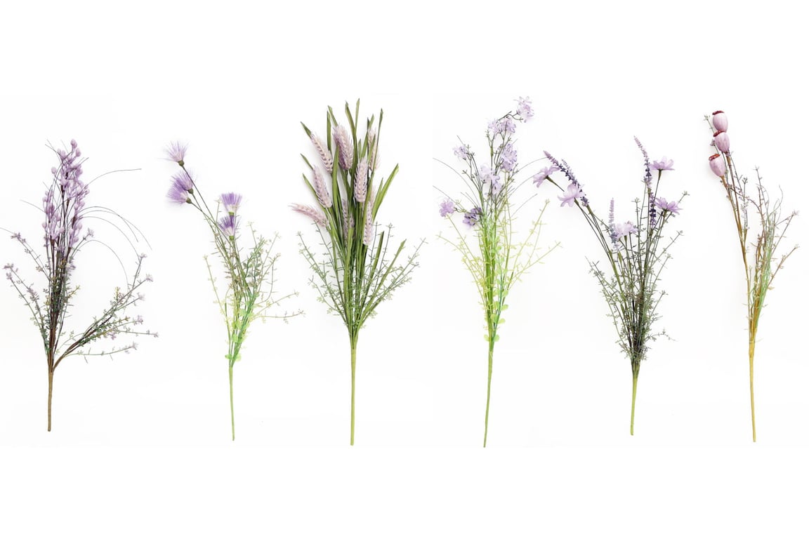 Purple Faux Wildflower Bunch - Delicate Everlasting Flowers for Home Decor