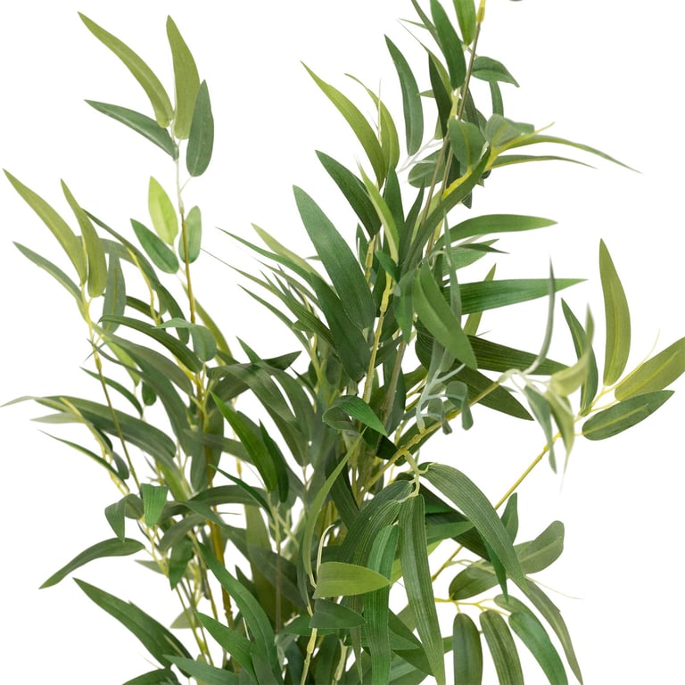 Artificial Bamboo Plant - 3 Plastic Shoots in Black Pot for Indoor Decoration