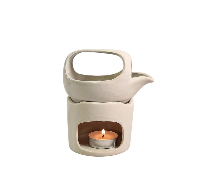 Off White Oil Burner with Removable Top - Stylish Home Fragrance Wax Melt Burner