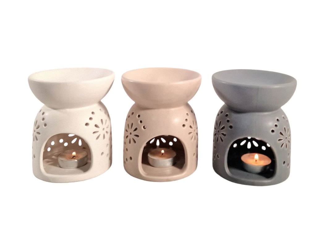 White Oil Burner with Pattern Holes - Home Decor Wax Warmer and Fragrance Diffuser