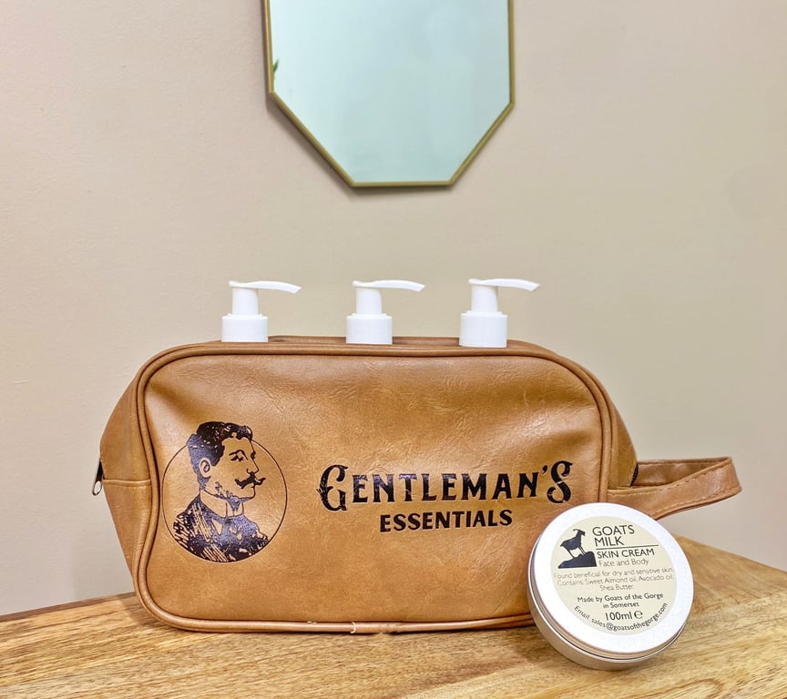 Gentlemans Toiletry Bag with Faux Leather Construction and Carrying Loop
