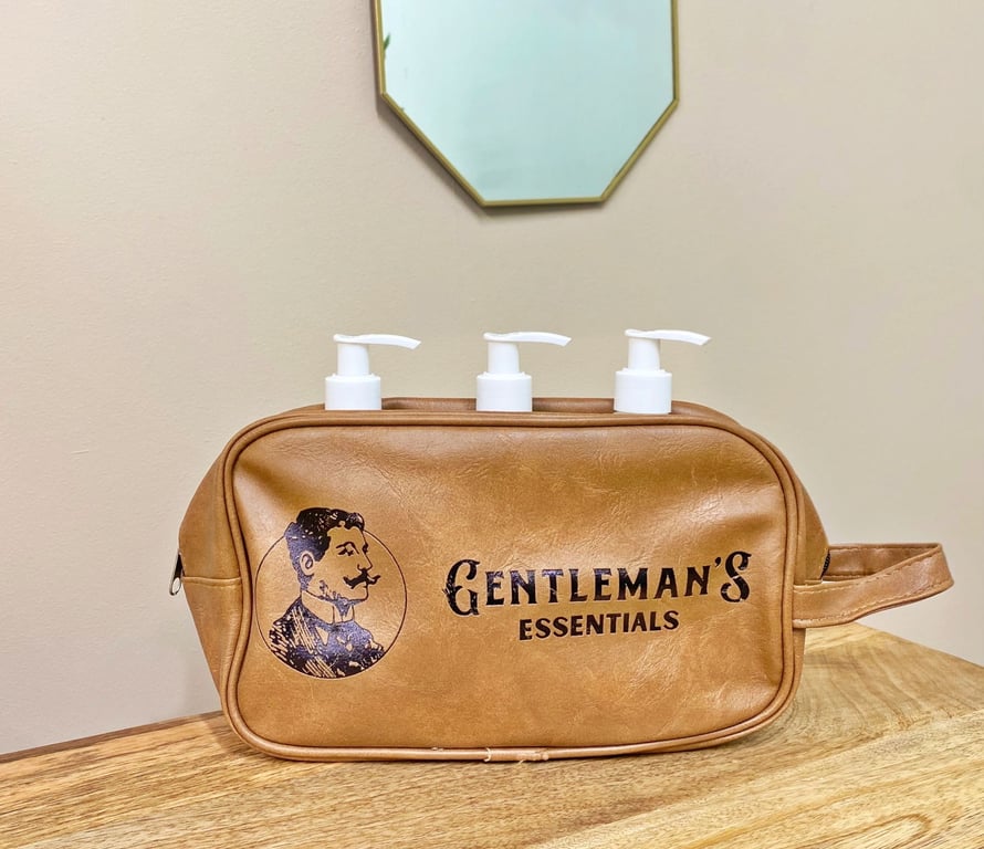 Gentlemans Toiletry Bag with Faux Leather Construction and Carrying Loop