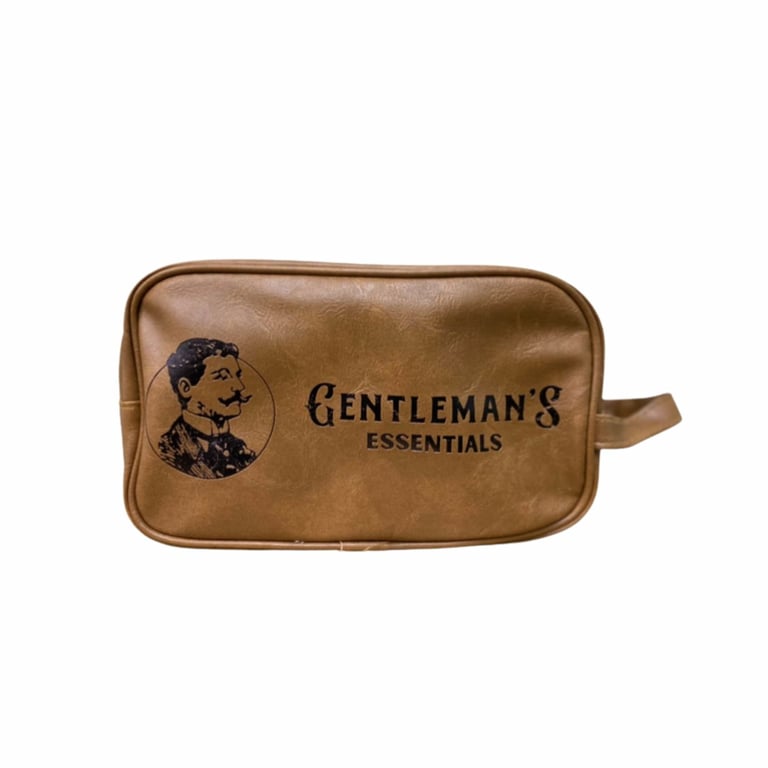 Gentlemans Toiletry Bag with Faux Leather Construction and Carrying Loop