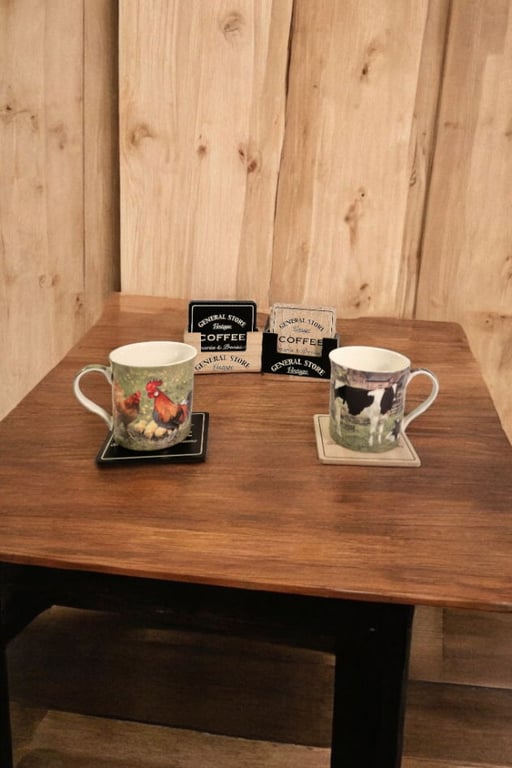 General Store 16-Piece Wooden Coaster Set - 4 Types, Home Decor Essentials