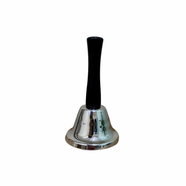 Classic Hand Bell - Loud and Polished Silver Bell with Black Handle