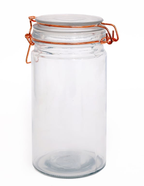 20cm Glass Storage Jar with Copper Clip - Stylish Pantry Organization Solution