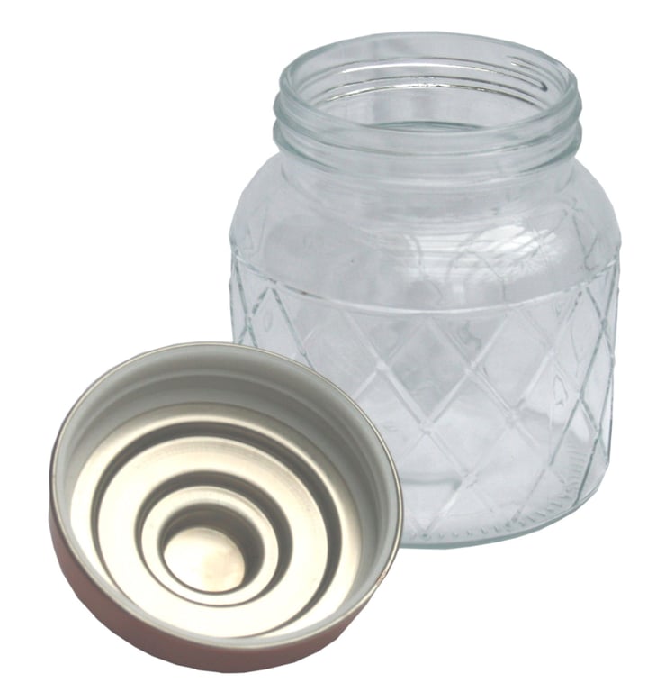 Round Glass Jar With Copper Lid - Retro Style Home Decor and Kitchen Storage Container