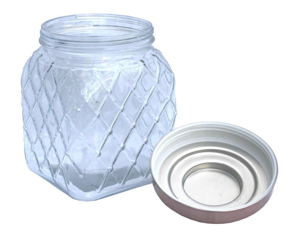 Copper Lidded Retro Glass Jar - Diamond Embossed Kitchen Storage and Home Decor