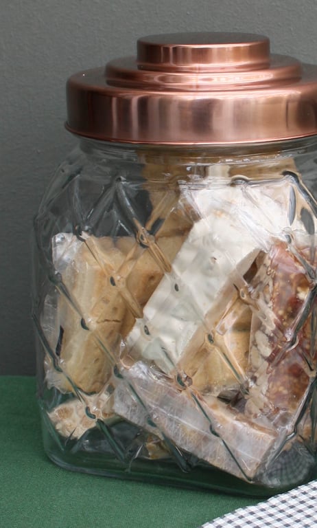 Copper Lidded Retro Glass Jar - Diamond Embossed Kitchen Storage and Home Decor