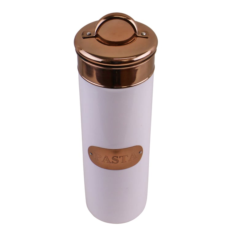 Stainless Steel Pasta Tin with Copper Lid - Kitchen Storage Container