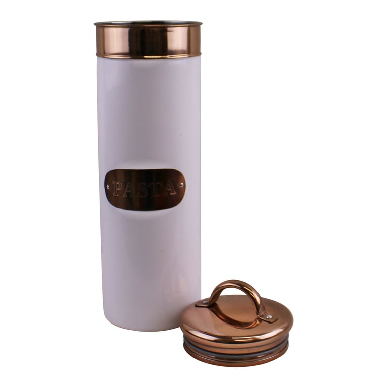 Stainless Steel Pasta Tin with Copper Lid - Kitchen Storage Container