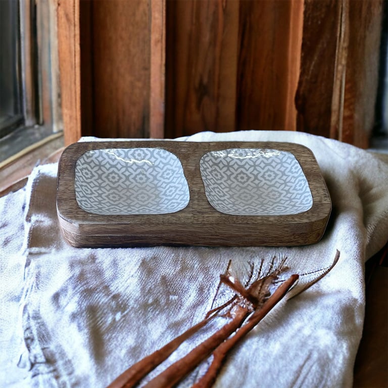 Wood Enamel Snack Bowls - Rustic & Stylish Home Decor Dining Ware