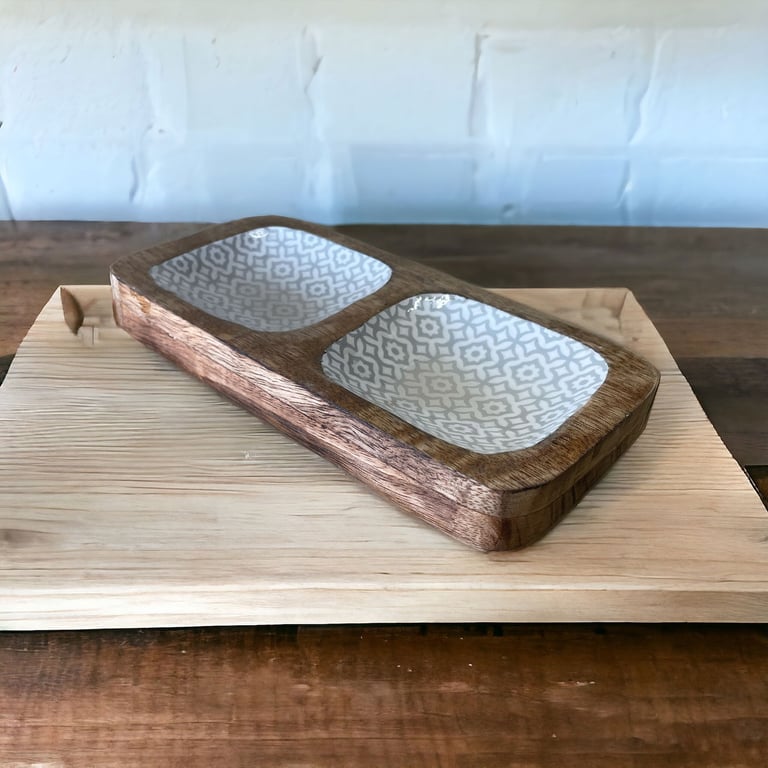 Wood Enamel Snack Bowls - Rustic & Stylish Home Decor Dining Ware