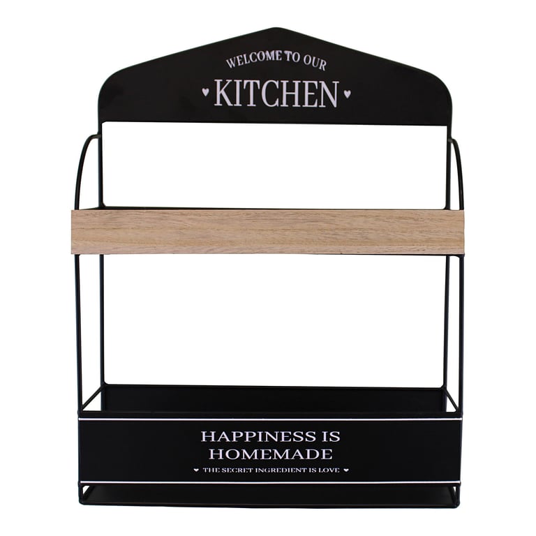 Decorative Wall Hanging Kitchen Shelving Unit - Iron MDF Storage for Kitchen Accessories