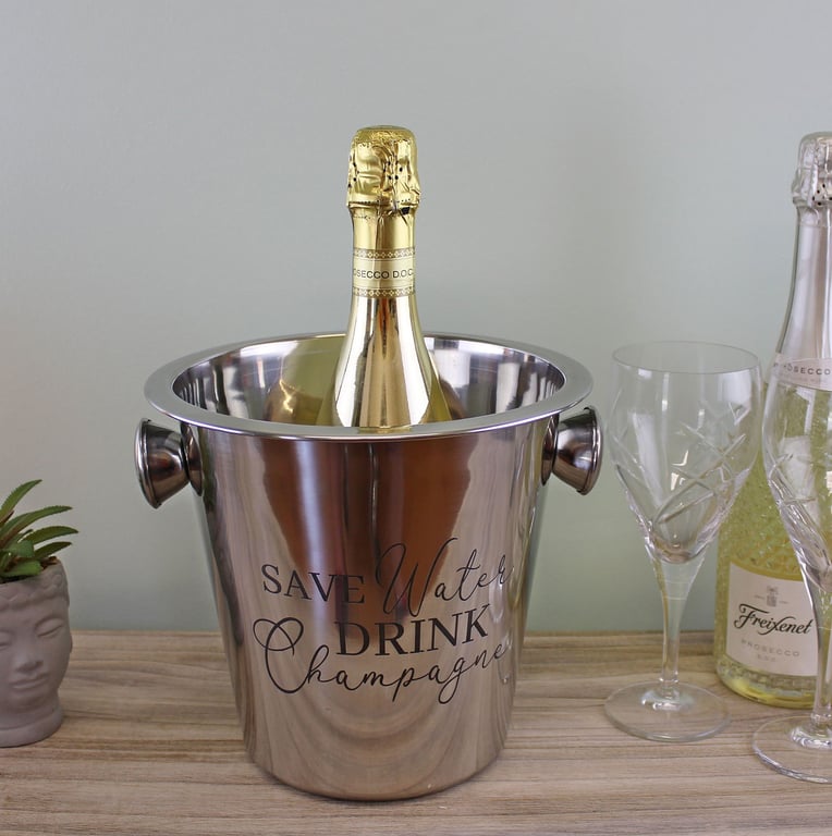 Stainless Steel Champagne Bucket with Handles - 100 Stainless Steel Construction for Home Bar Accessories