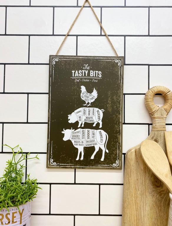 Wooden Hanging Plaque - Rustic Kitchen Wall Decor with Jute Rope Hanger
