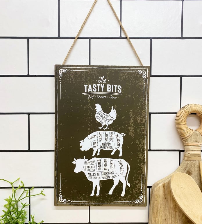 Wooden Hanging Plaque - Rustic Kitchen Wall Decor with Jute Rope Hanger