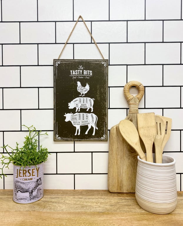 Wooden Hanging Plaque - Rustic Kitchen Wall Decor with Jute Rope Hanger