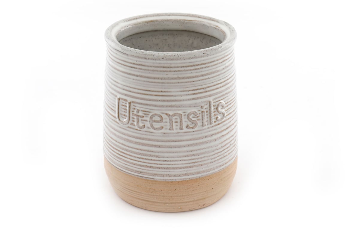 Natural Ceramic Utensil Holder - Corrugated Finish, Bocal Range