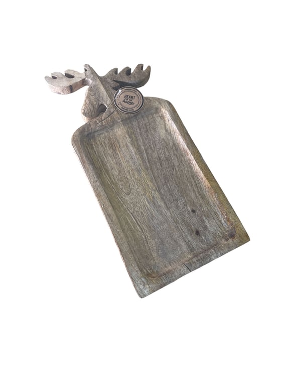 42cm Wooden Deer Chopping Board - Rustic Kitchen Decor & Functional Cutting Board