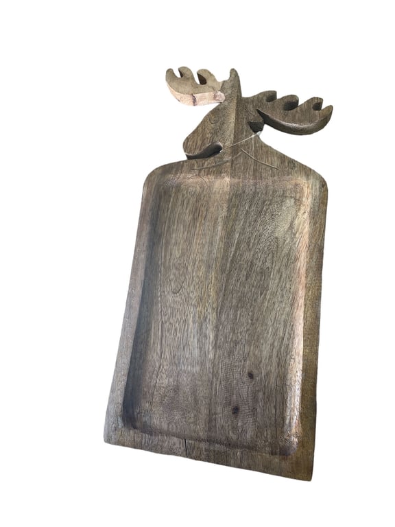 42cm Wooden Deer Chopping Board - Rustic Kitchen Decor & Functional Cutting Board