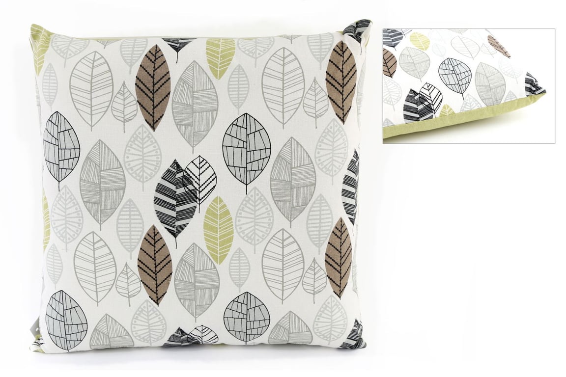 Contemporary Green Leaf Print 37cm Scatter Cushion with Removable Cover