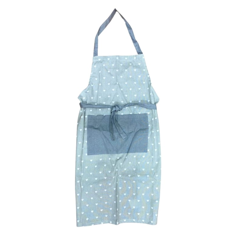 Grey Heart Print Cotton Pinafore Kitchen Apron